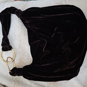 Cul-De-Sac Chocolate Velvet Hobo Bag